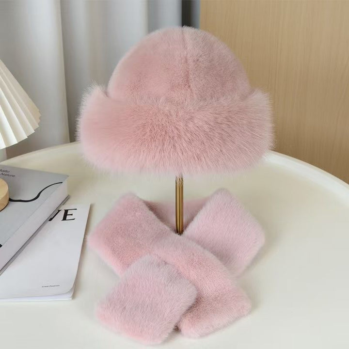 Faux fur hat and scarf set