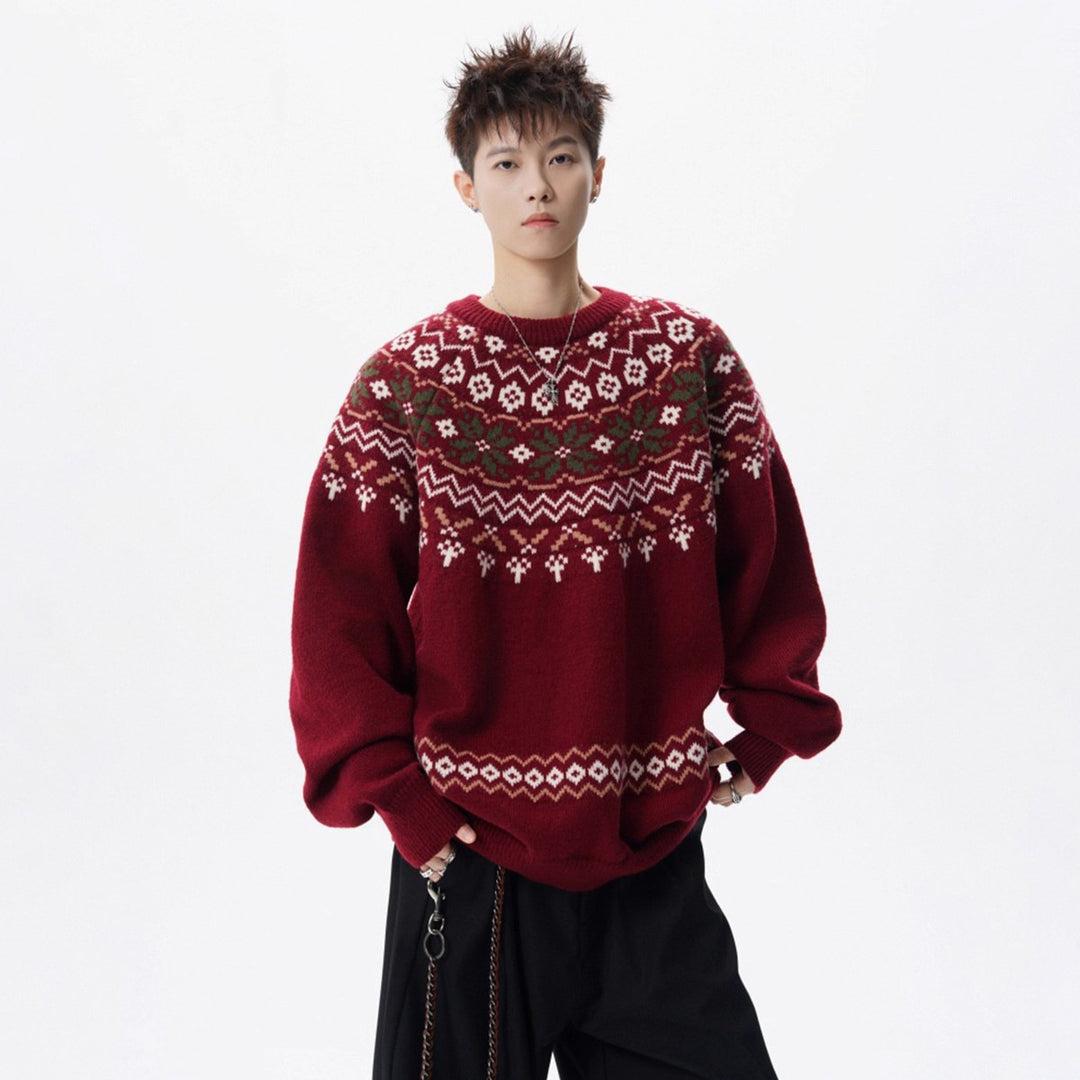 Fair Isle Knit Sweater for Men, Christmas Design
