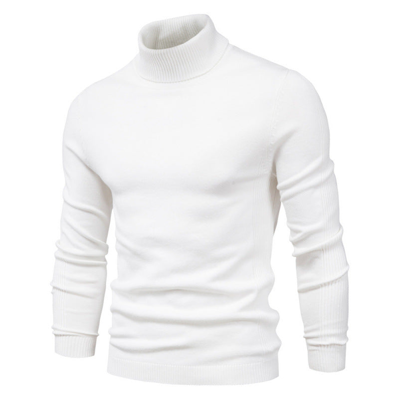 Men's turtleneck sweater, solid color, casual
