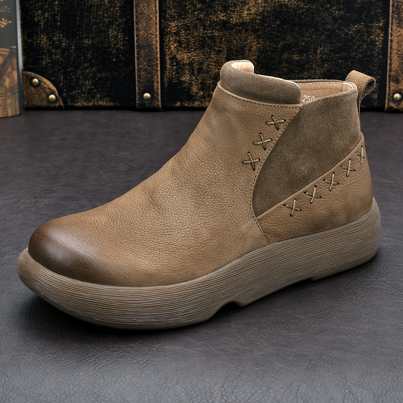 Men's Chelsea boots made of real leather, lined, with zipper