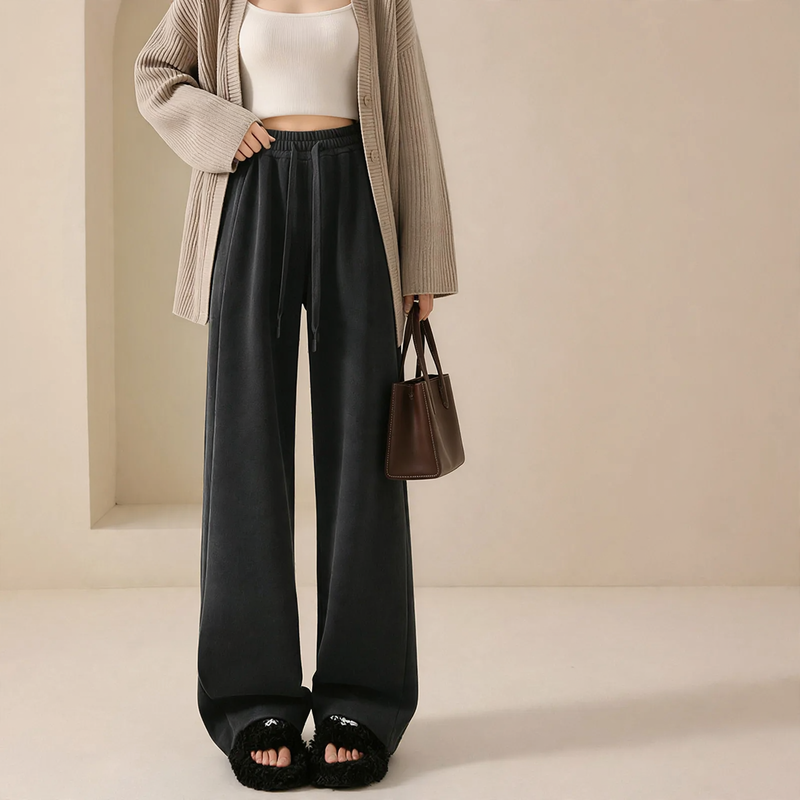 Women's corduroy pants, straight fit, padded