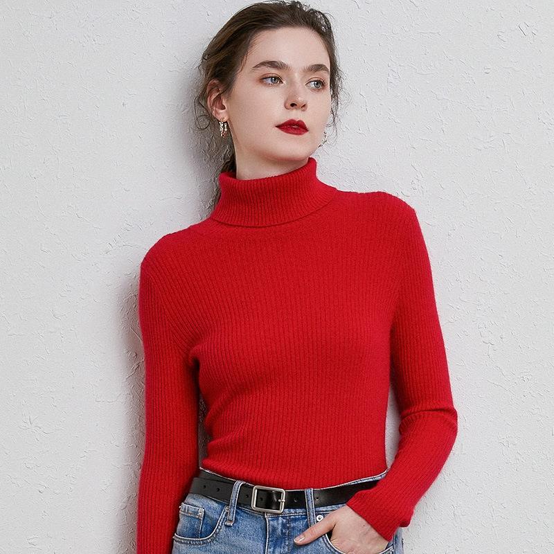 Women’s turtleneck sweater, knitted, slim fit
