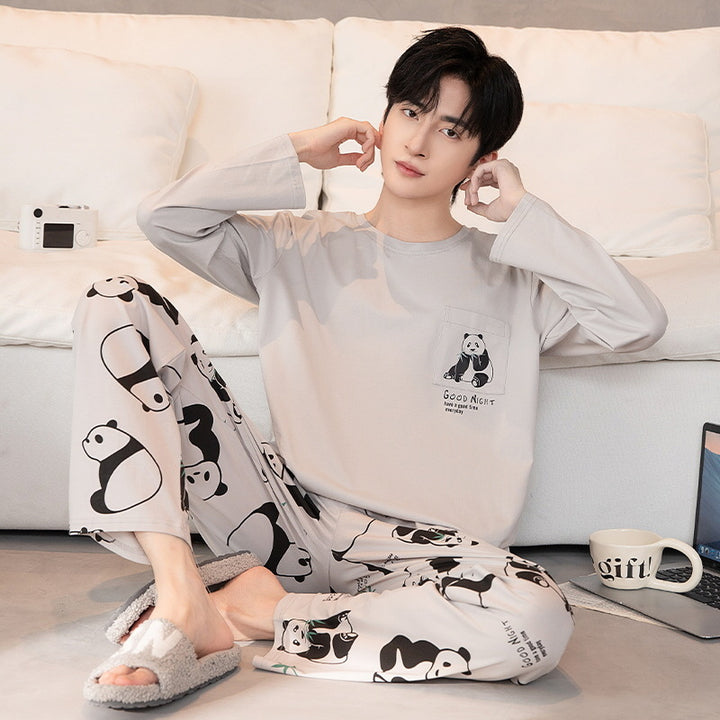 Men's Pajama Set, Crew Neck, Long Sleeve, Lightweight