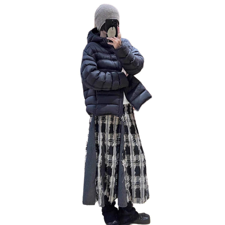 Light women's down jacket with hood