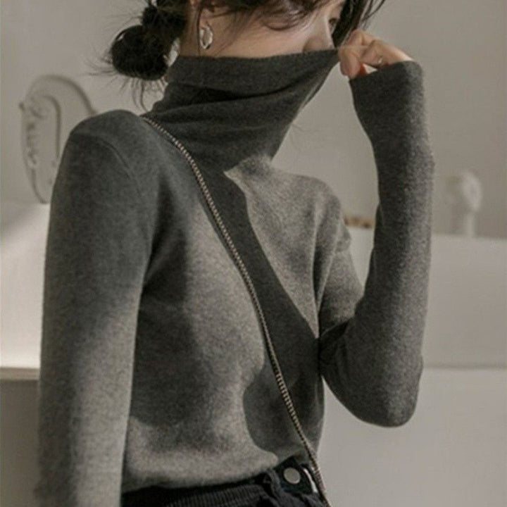 Women’s sweater with stand-up collar, slim fit