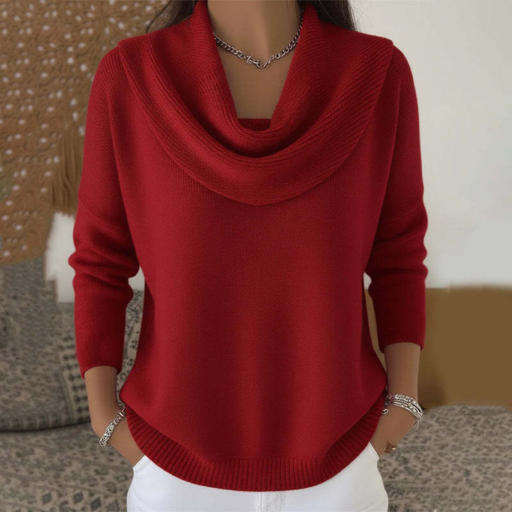 Loose pullover with wide collar, solid color