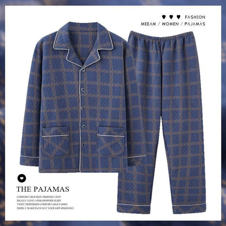 Padded men's pajama, 100% cotton, extra warm