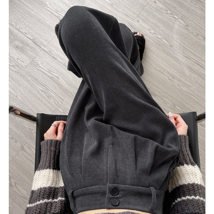 Padded chenille suit pants with wide leg