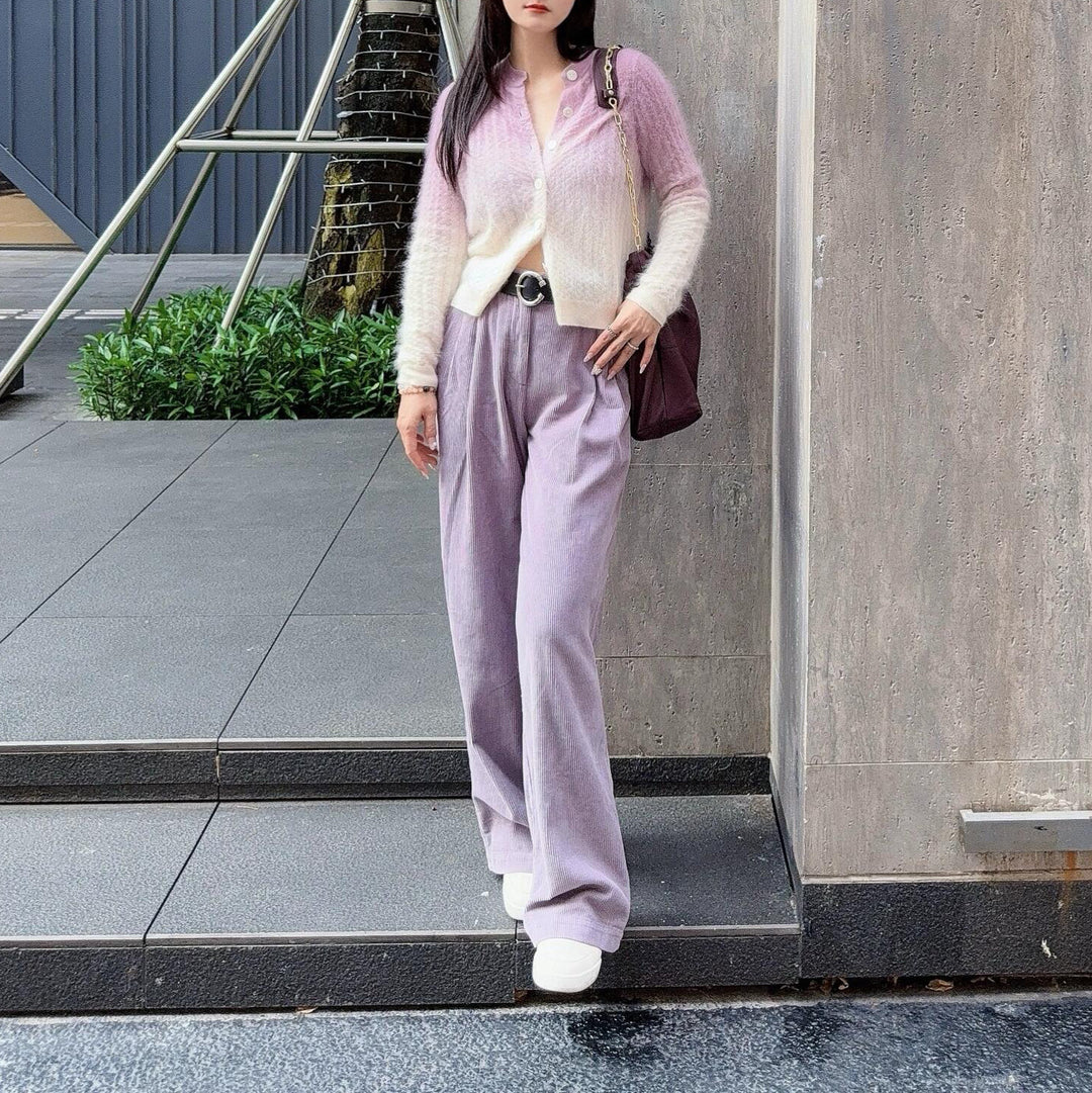 Women's corduroy trousers, straight cut, cotton, French style
