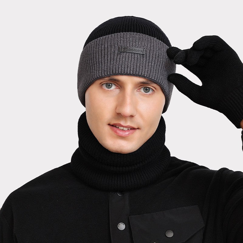 Winter knit cap with neck protection, 2-piece set