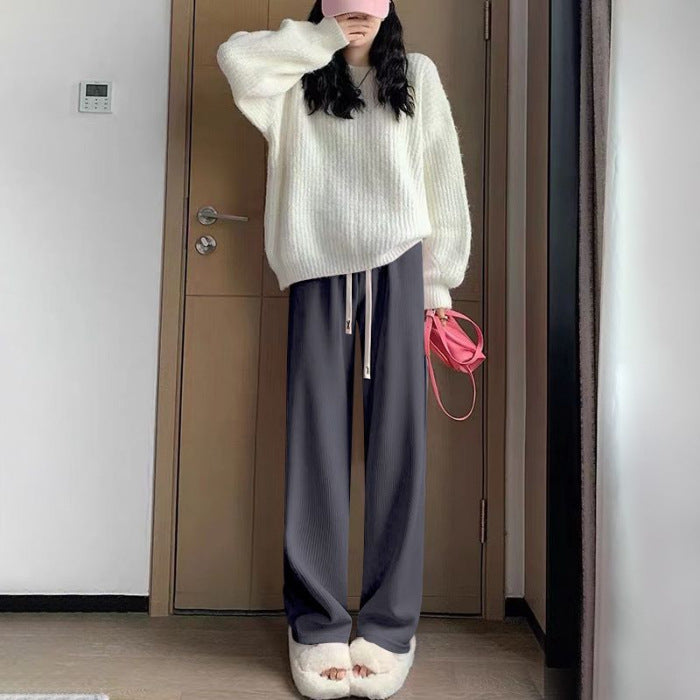 Straight-cut corduroy pants for women