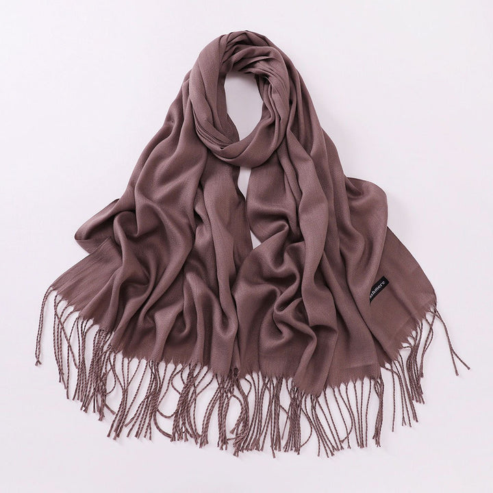 Solid colored scarf made of cashmere imitation with fringes, 200x70 cm
