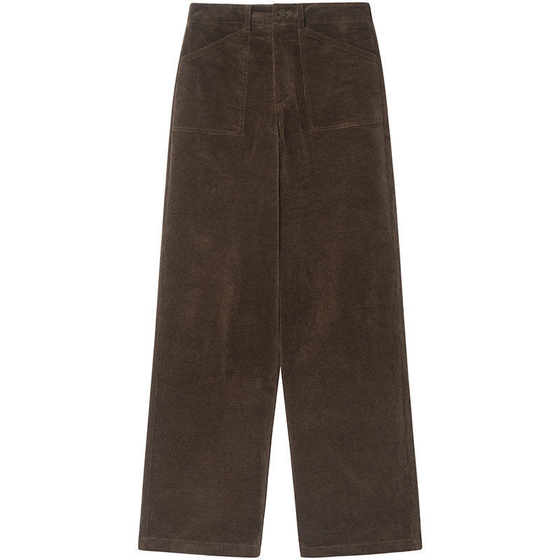 Elastic women's cord pants, straight cut