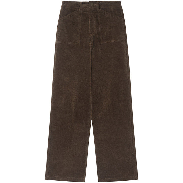 Elastic women's cord pants, straight cut