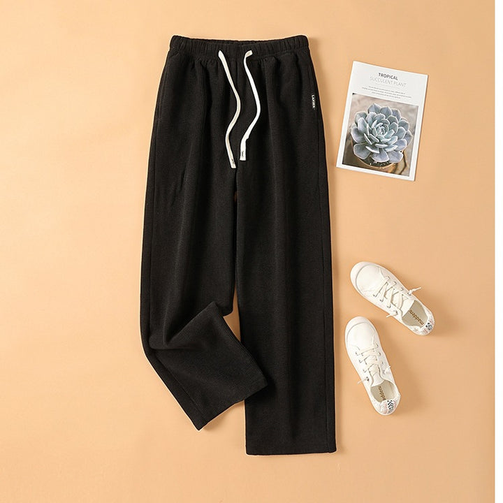 Ladies corduroy pants, high waist, straight fit