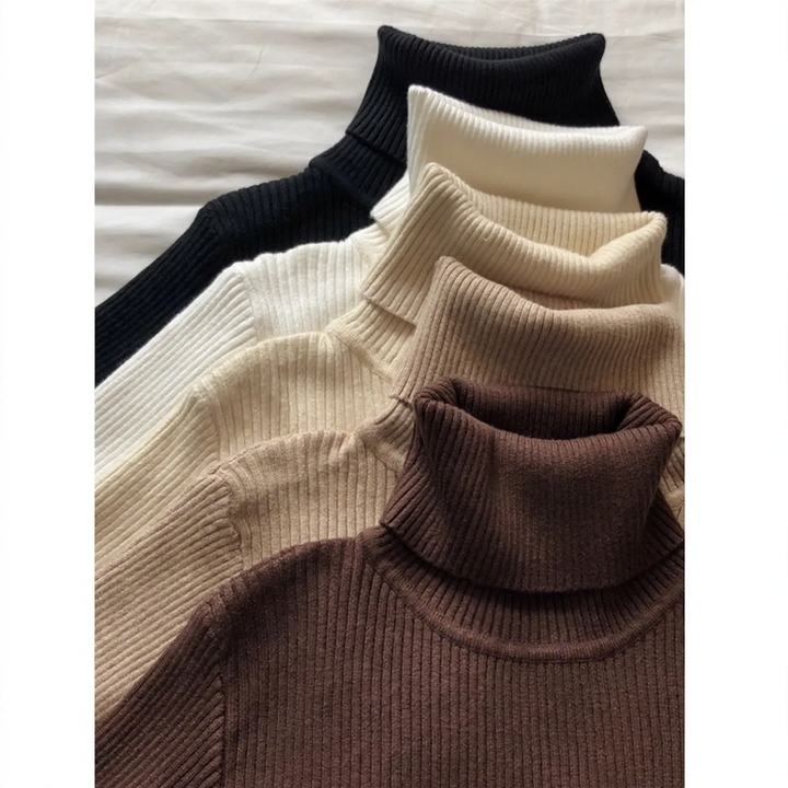 Ladies turtleneck sweater, long sleeve, knitted