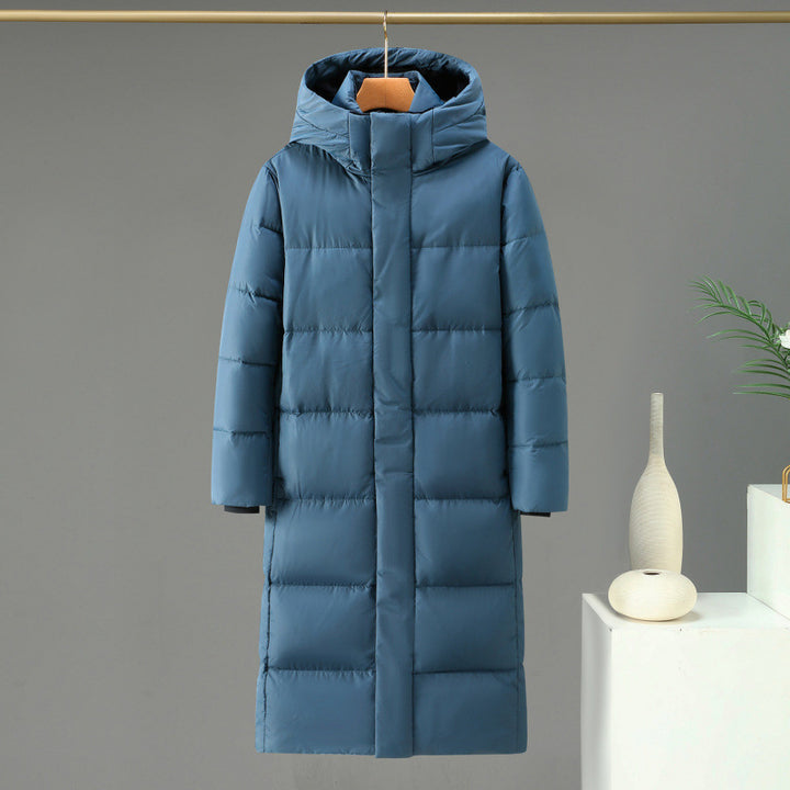 Long down coat, knee-length, for men and women