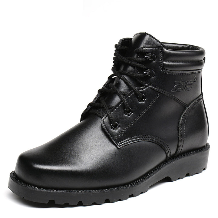 Men's winter boots made of genuine leather with lambskin lining