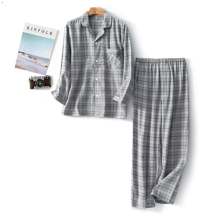 Men's cotton pajamas, brushed, checked