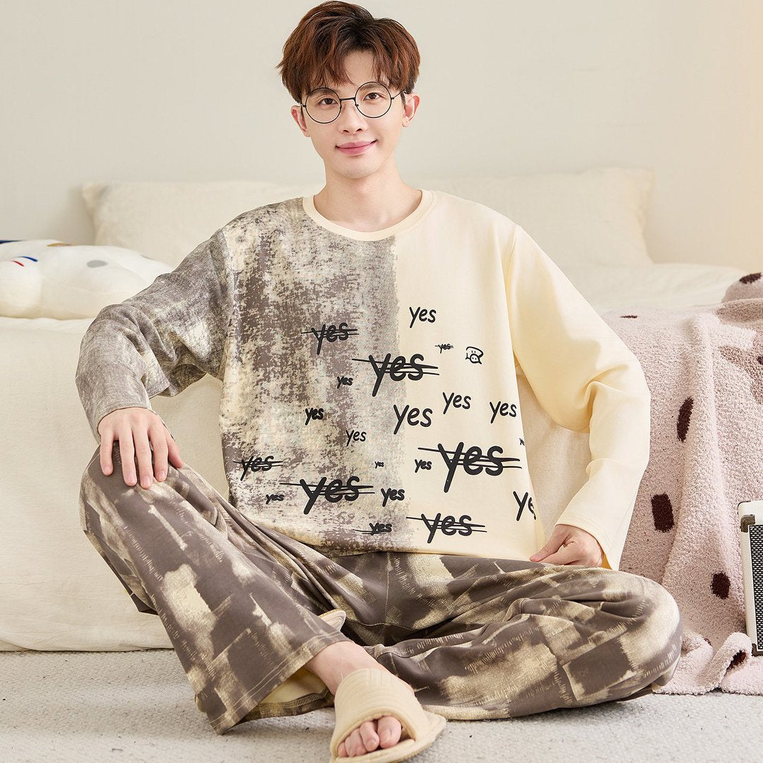 Men's Pajama Set, Cotton, Long Sleeve, Plus Size