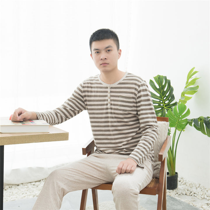 Pair pajamas made of jersey cotton, striped