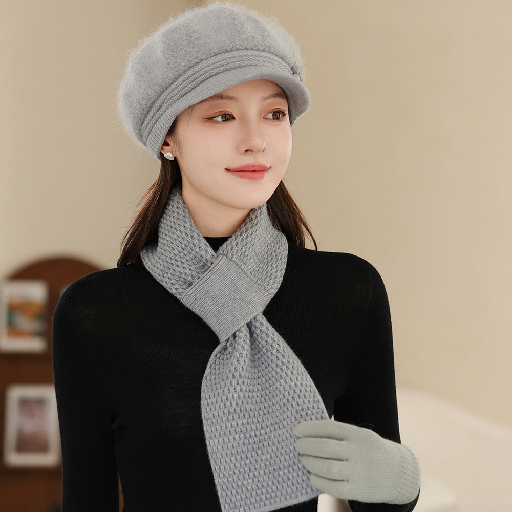 Women's Knit Set: Warm Hat, Scarf, and Gloves