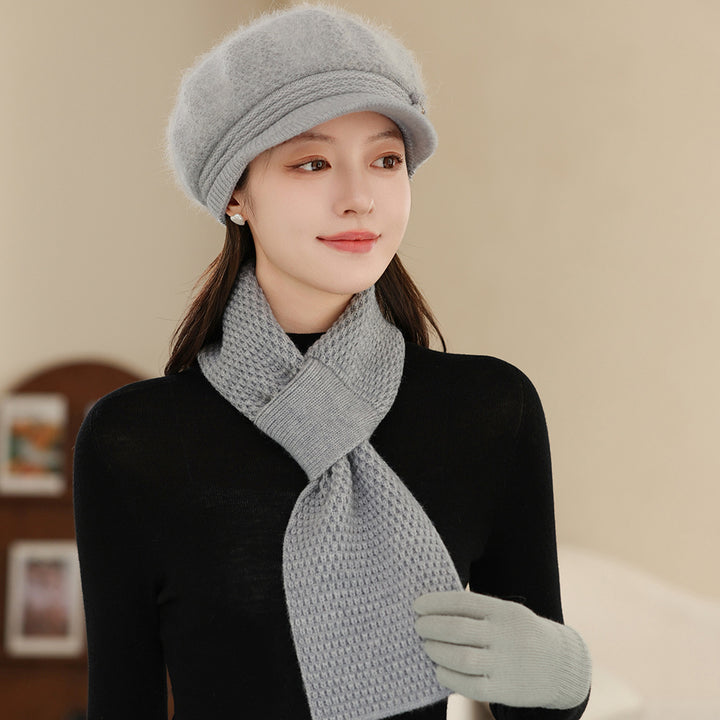 Women's Knit Set: Warm Hat, Scarf, and Gloves
