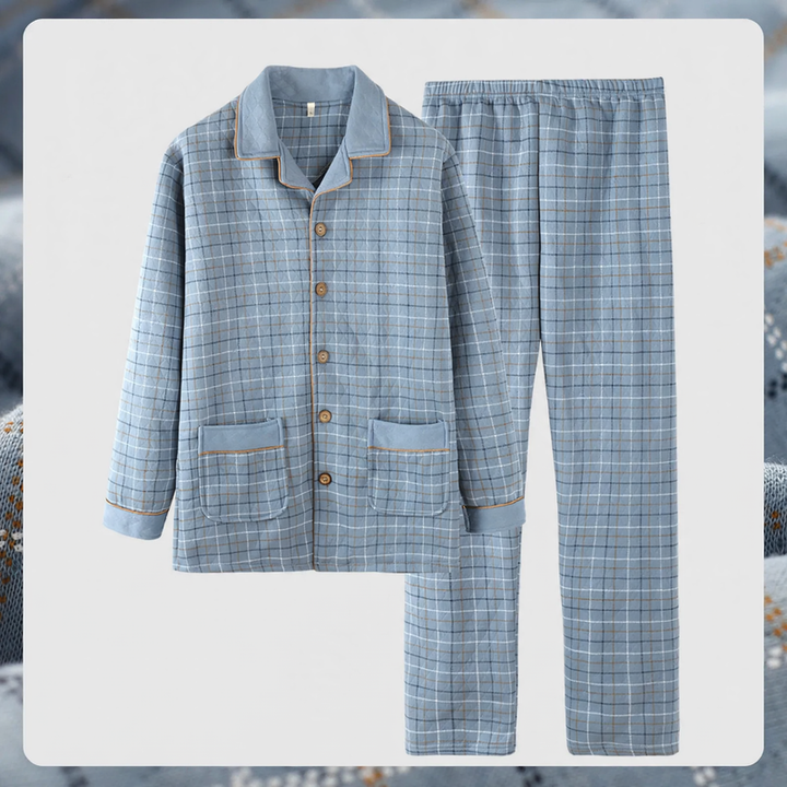 Men's pajamas, 3-layer, cotton, quilted