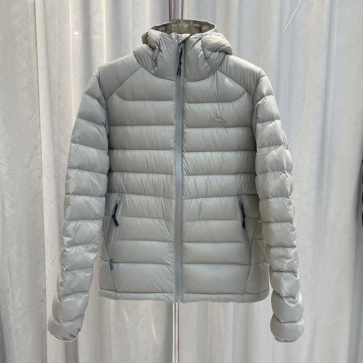 Light down jacket with hood, white duck down filling