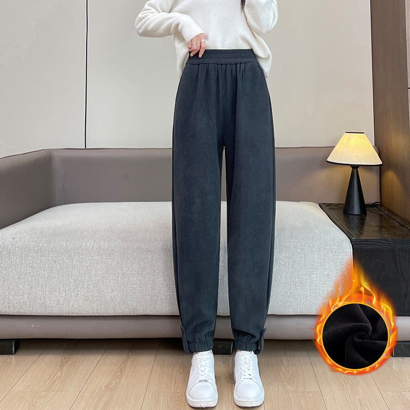 Padded cord jogger pants with cuffs