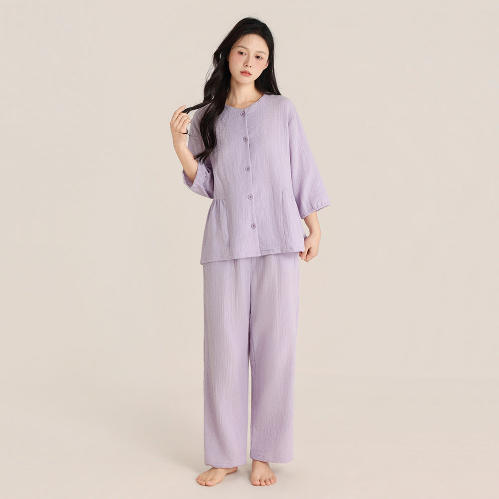 Cotton pajama set, round neck, for couples