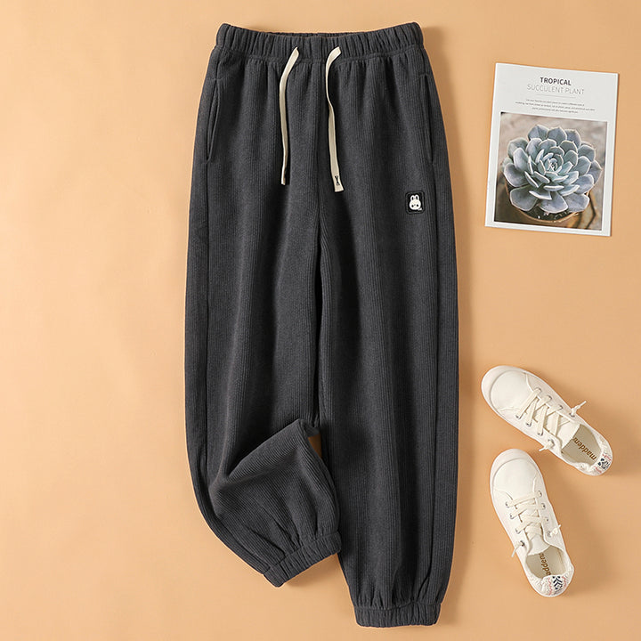 Chenille-Harem pants with elastic waistband