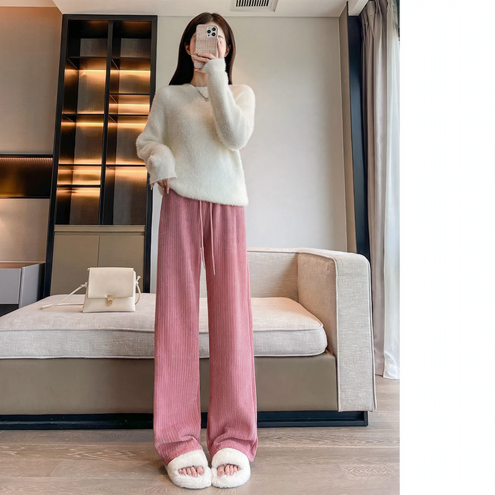 Women's corduroy pants, straight cut, padded
