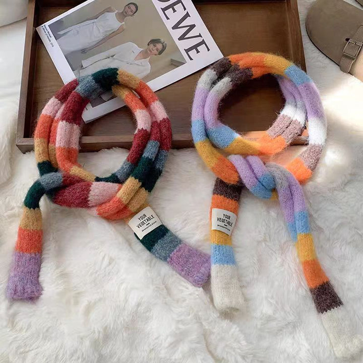 Narrow scarf with color stripes, 170x10cm