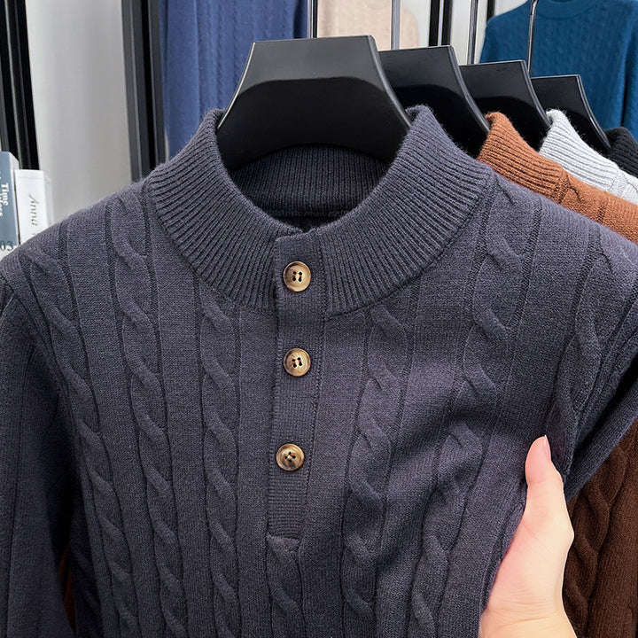Heavy knit cardigan with textured pattern