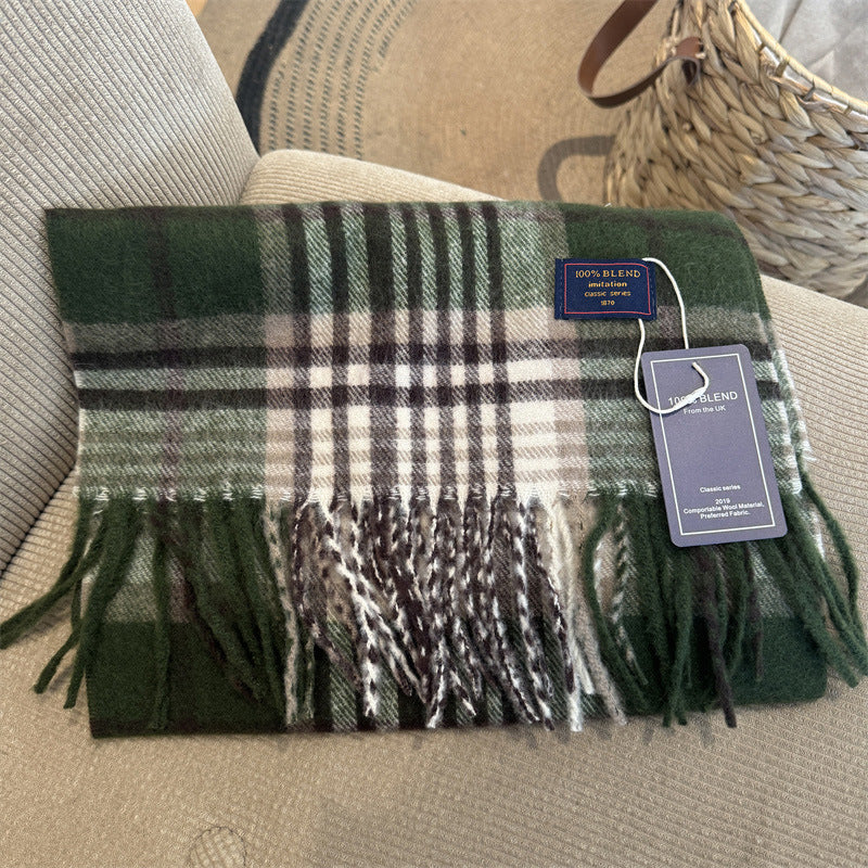 Classic checked scarf made of cashmere imitation, 180x32 cm