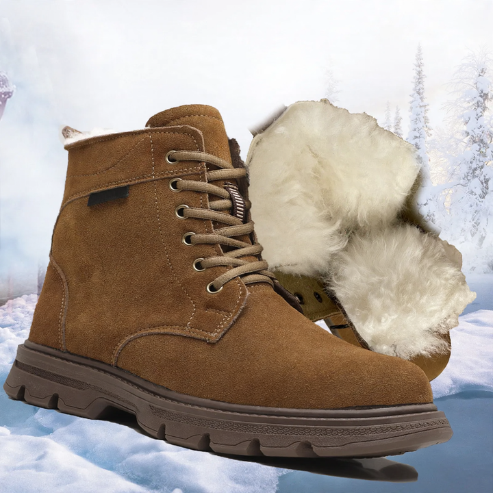 Men's winter boots, lined, lambskin, slip-resistant sole