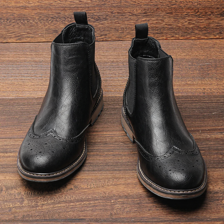 Men's Chelsea Boots, Brogue Design, Breathable