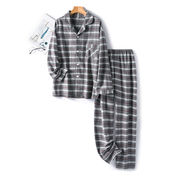 Cotton pajamas for men, brushed, checked