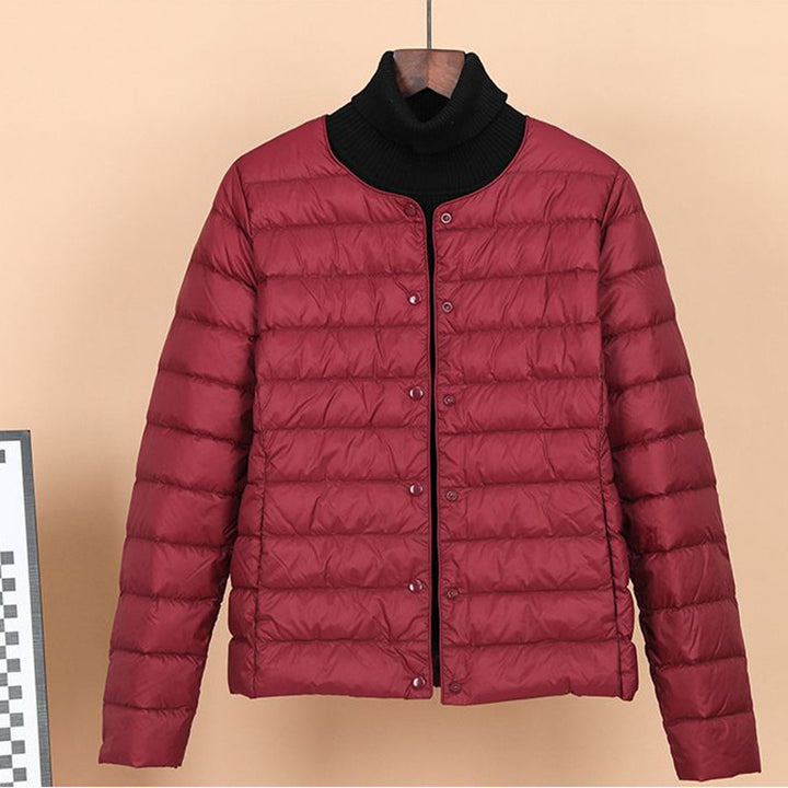 Lightweight, short down jacket as a base layer