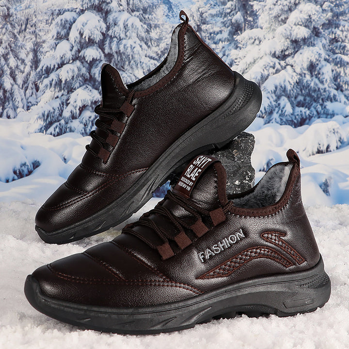 Warm men's winter boots with synthetic fur lining