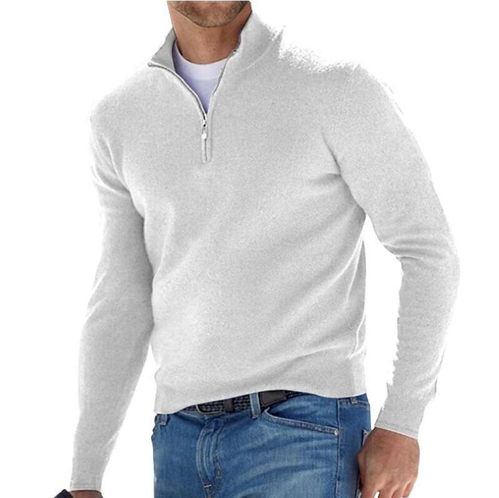 Men's Long Sleeve Cashmere Sweater with Zipper