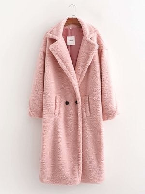 Loose lamb fur imitation coat, long