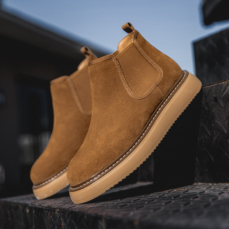 Men's leather boots, suede look, vintage style