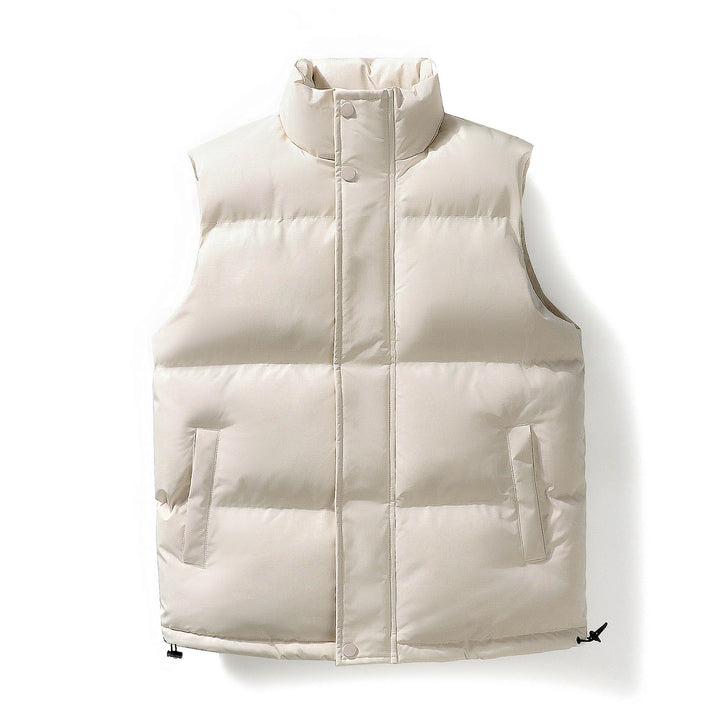 Padded men's winter jacket with hood and wind protection