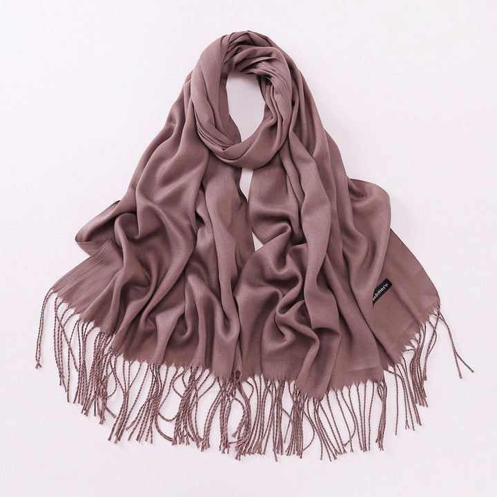 Solid colored scarf made of cashmere imitation with fringes, 200x70 cm