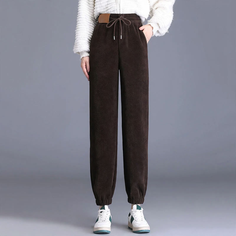 Kord-Relaxed Trousers with High Waist