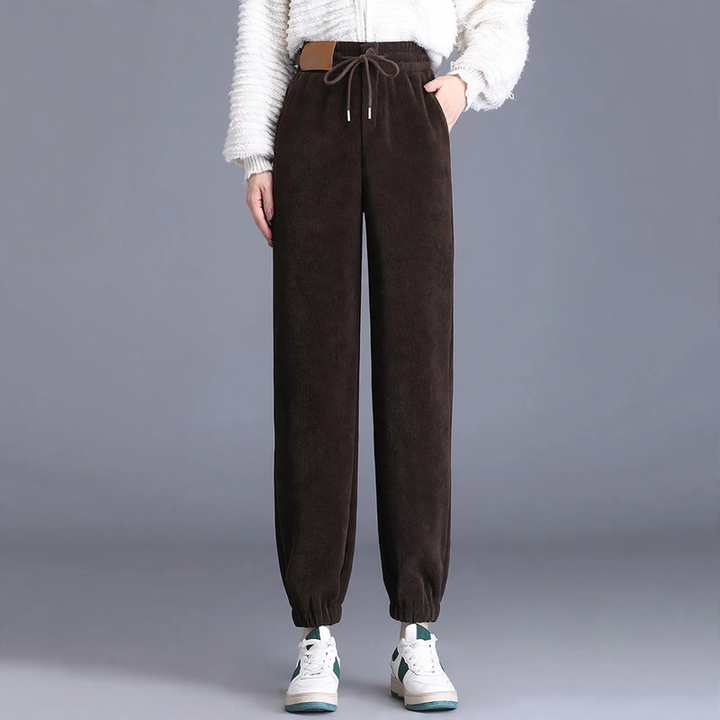 Kord-Relaxed Trousers with High Waist