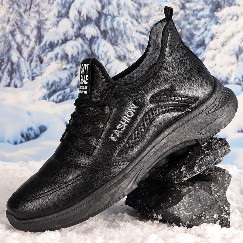 Warm men's winter boots with synthetic fur lining