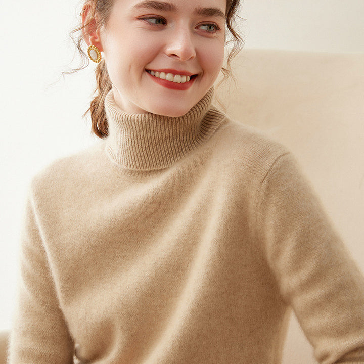 Women's turtleneck sweater made of 100% cashmere, warm